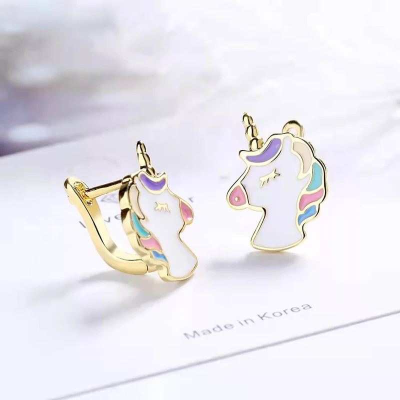 

Cute Unicorn Hoop Earrings for Ladies Girls Daughters Fashion Party Jewelry Best Friend Chic Gifts Animal Series Accessories