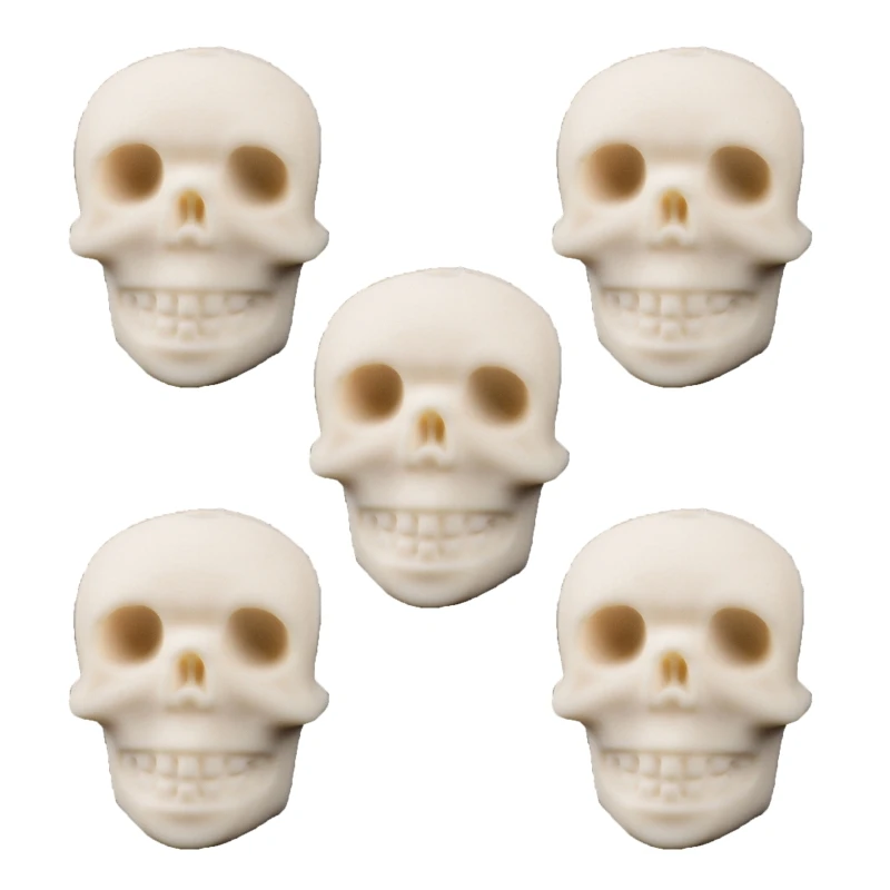 

5 Pcs Cartoon Skull Head Shape Baby Teether Silicone Beads Pacifier Chain Accessories Soother Molar Teething Nursing Toy