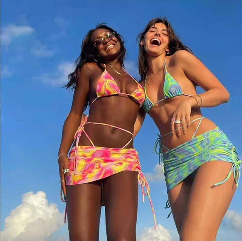 

2022 Sexy Bikini Set Hanging Neck Exposed Navel Bathing Suit Women Swimsuit Fashion Bag Hip Swimwear Beach Wear Swim Summer