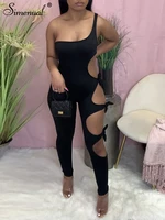 simenual side bandage one shoulder fitness rompers womens jumpsuit sporty baddie fashion pure color jumpsuits summer overalls