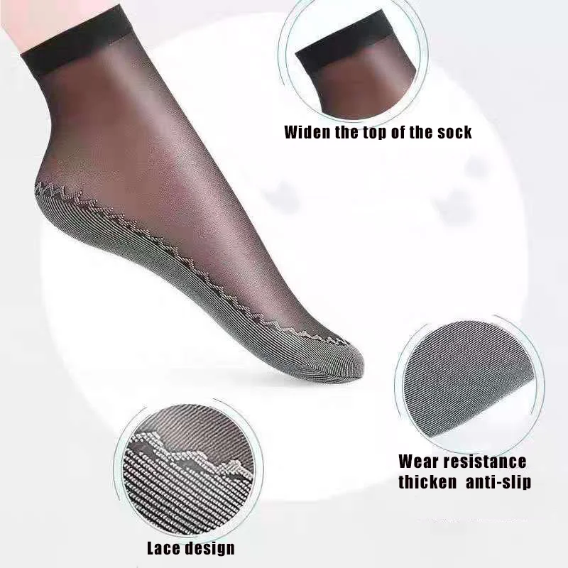 New Summer Women Anti-slip Stockings Cotton Sole Sweat-absorbing Mid-tube Socks Anti-hook Silk Breathable Ankle Socks Stockings
