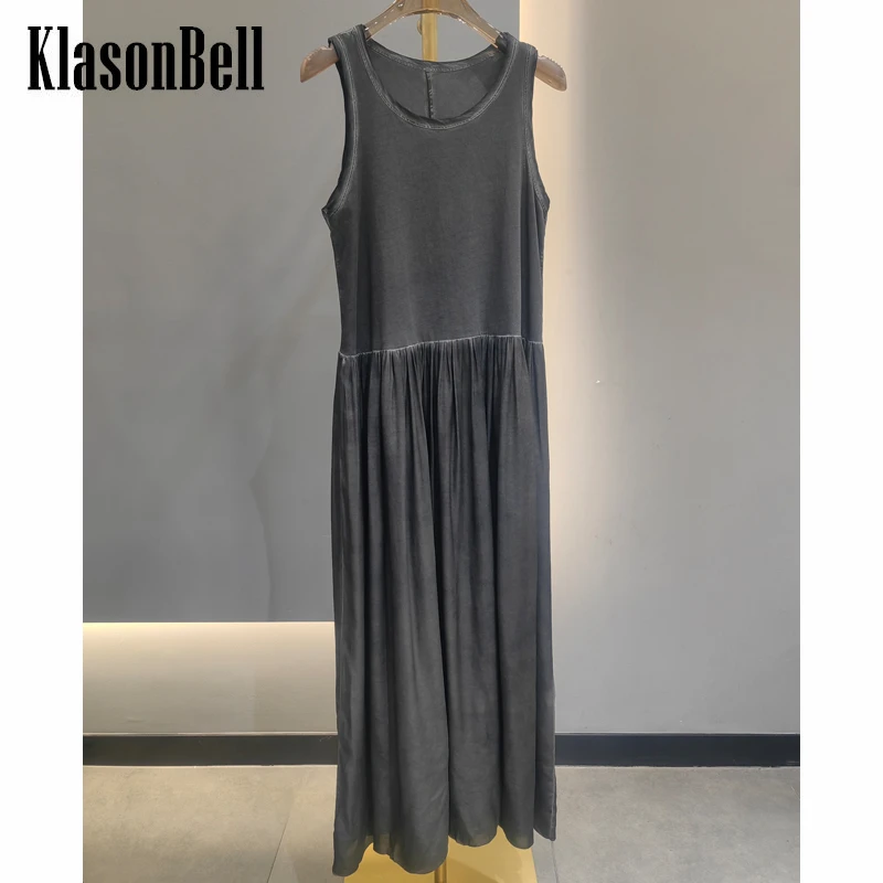 6.21 KlasonBell Casual Fashion Round Neck Sleeveless Draped Tank Dress Women