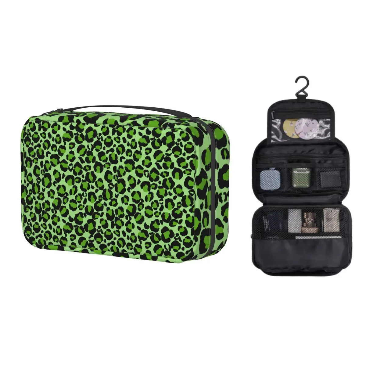 

Дорожная сумка-Органайзер для хранения туалетных принадлежностей с зеленым леопардовым принтом