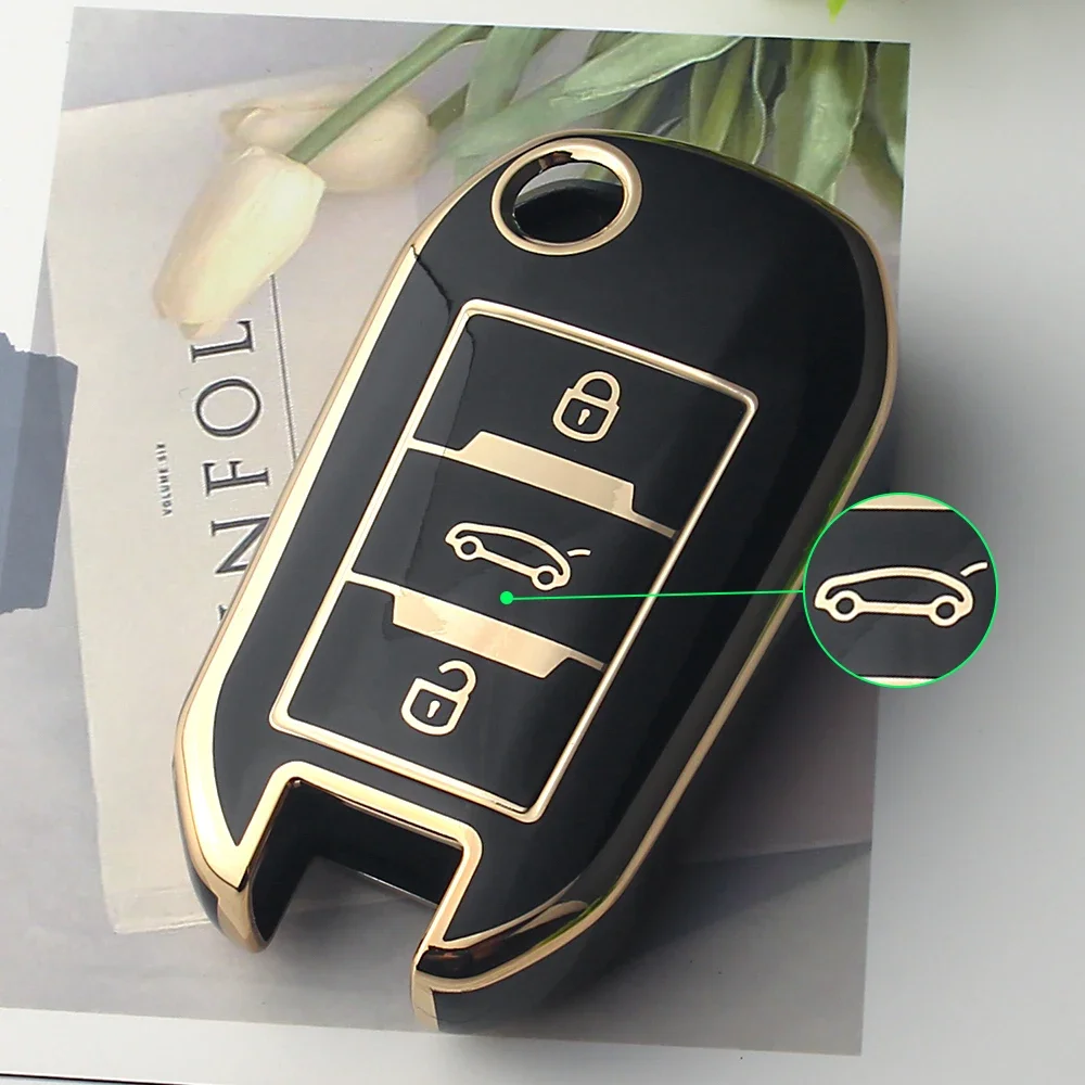 

KEYYOU новый автомобильный флип-чехол из ТПУ для Peugeot 208 308 408 508 2008 3008 4008 5008 для Citroen C3 C4 CACTUS C6 C8 Key Shell
