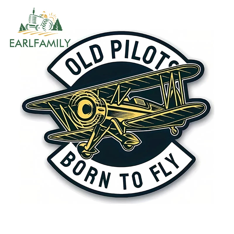 

EARLFAMILY 13 см X 11,6 см для старых пилотов, родившихся в лету, искусственные личные наклейки, приключенные, с царапинами