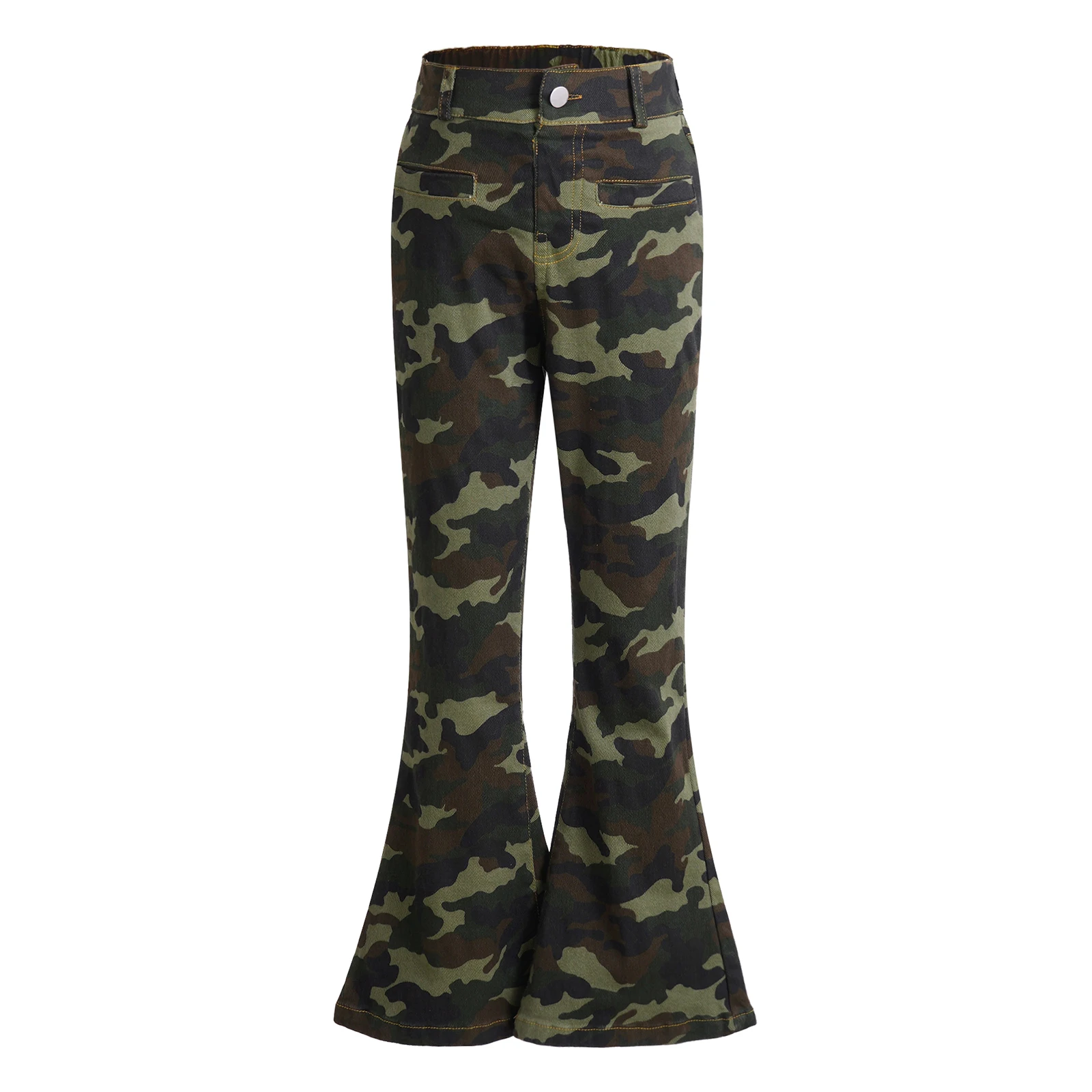 Kids Camouflage Denim Pants Teenage Girls Jeans Pants Camo Bell Bottoms 2023 Children Flare Pants Kids Clothes 4 To 14 Years
