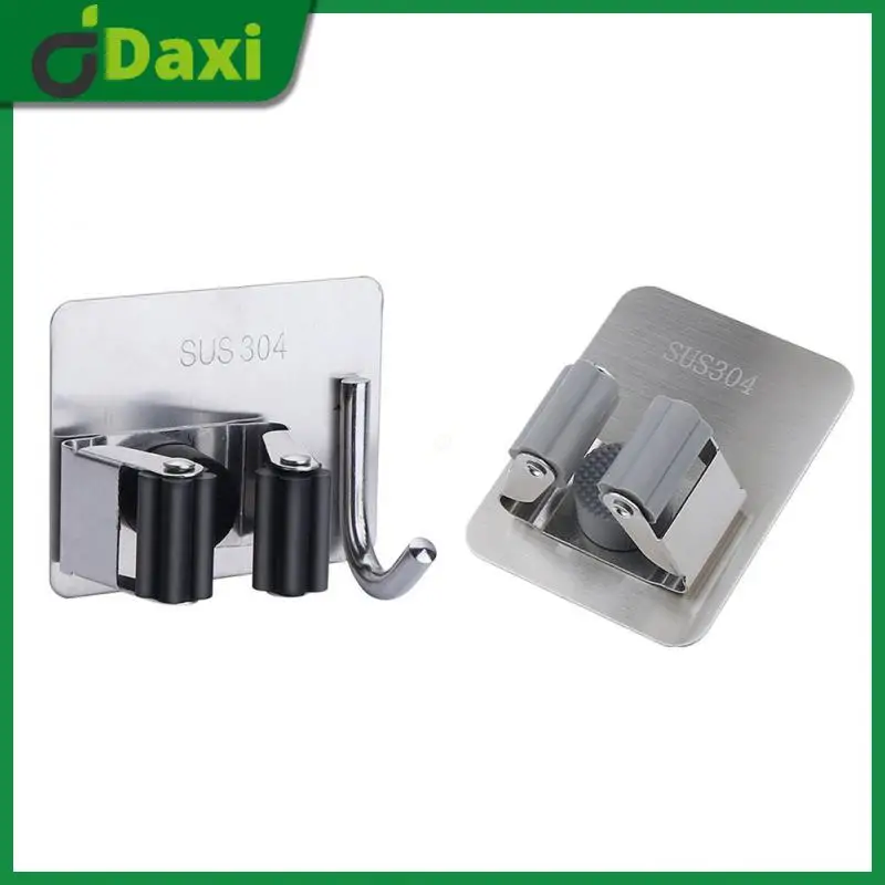 

Wall Mounted Mop Organizer Holder 304 Stainless Steel Multi-Purpose Broom Hanger Strong Hooks Shelves Bathroom Accessories