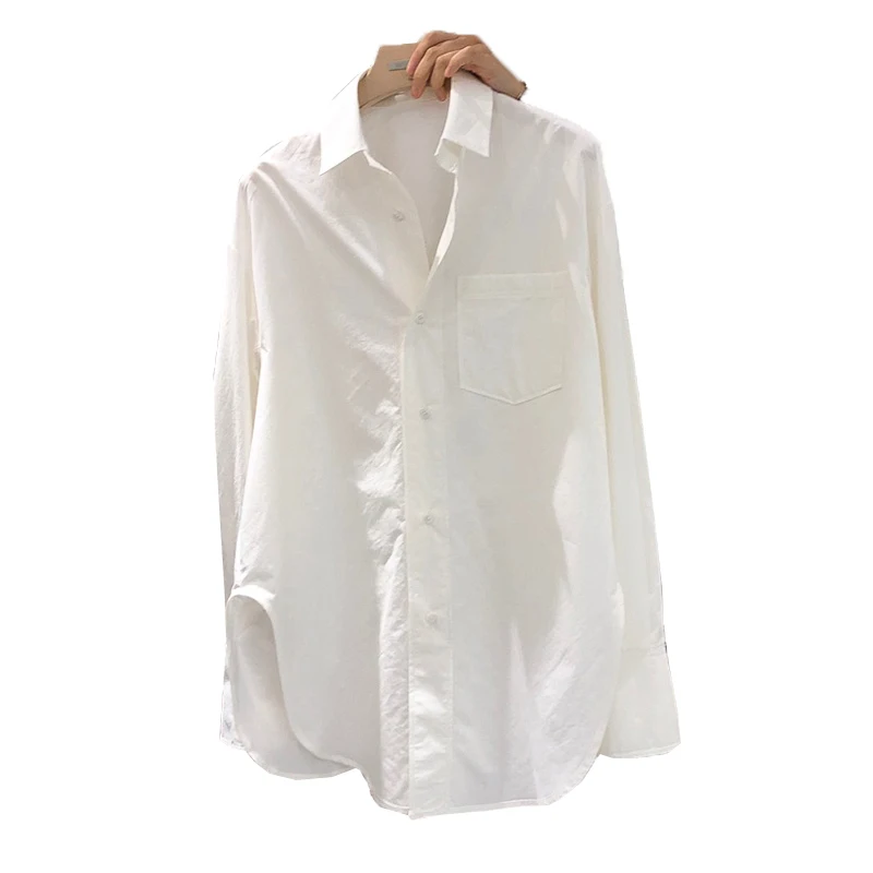

VANOVICH Korean Style 2022 Summer New Temperament Polo Collar Solid Color Simple Shirt Fashion Single Breasted Casual Shirt