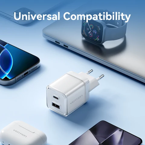 Зарядное устройство Vention 30 Вт GaN, вилка стандарта ЕС, США, PD QC3.0, USB Type C, быстрое зарядное устройство для iPhone 17 16 15 14 Pro Max, зарядное устройство для ноутбука и телефона