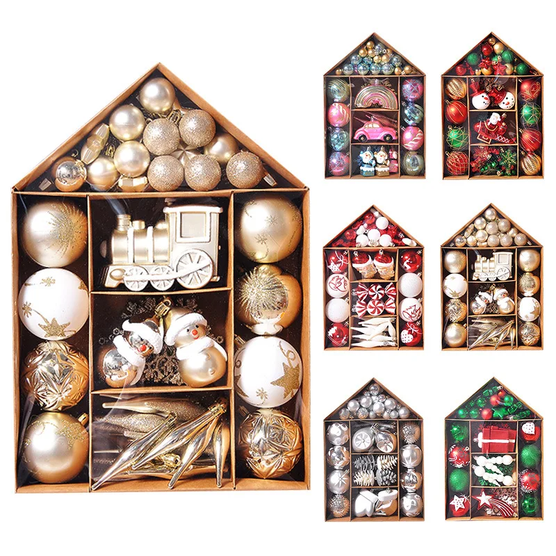 

70pcs/lot Christmas Decorations Xmas Tree Hanging Candy Pendant Removable Car Pinecone Snowflake Christmas Balls House Decor