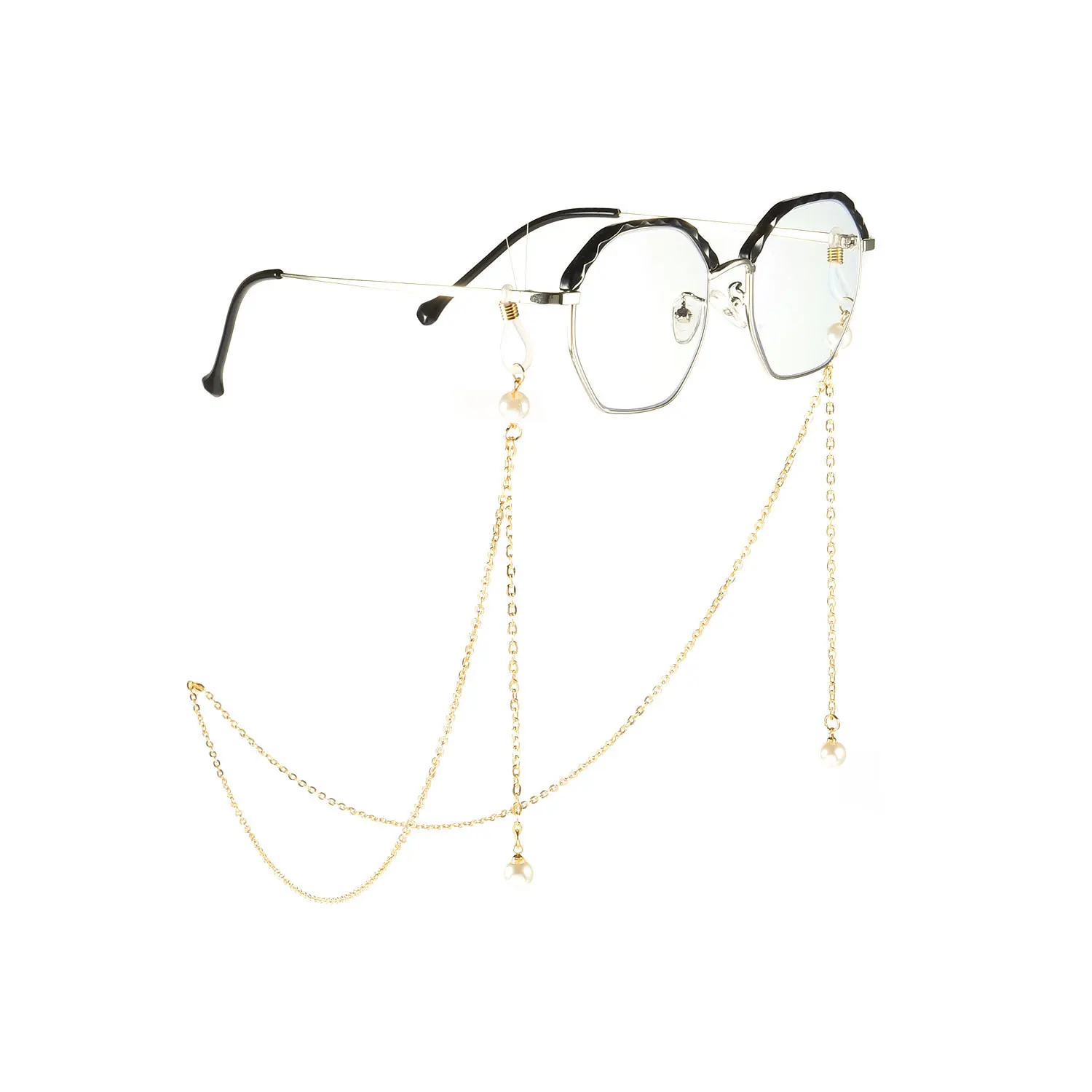 

New Radiation Protection Computer Blue Light Glasses Frame Accessories Female Fashion Imitation Pearl Chain Glasses Chain GC1027