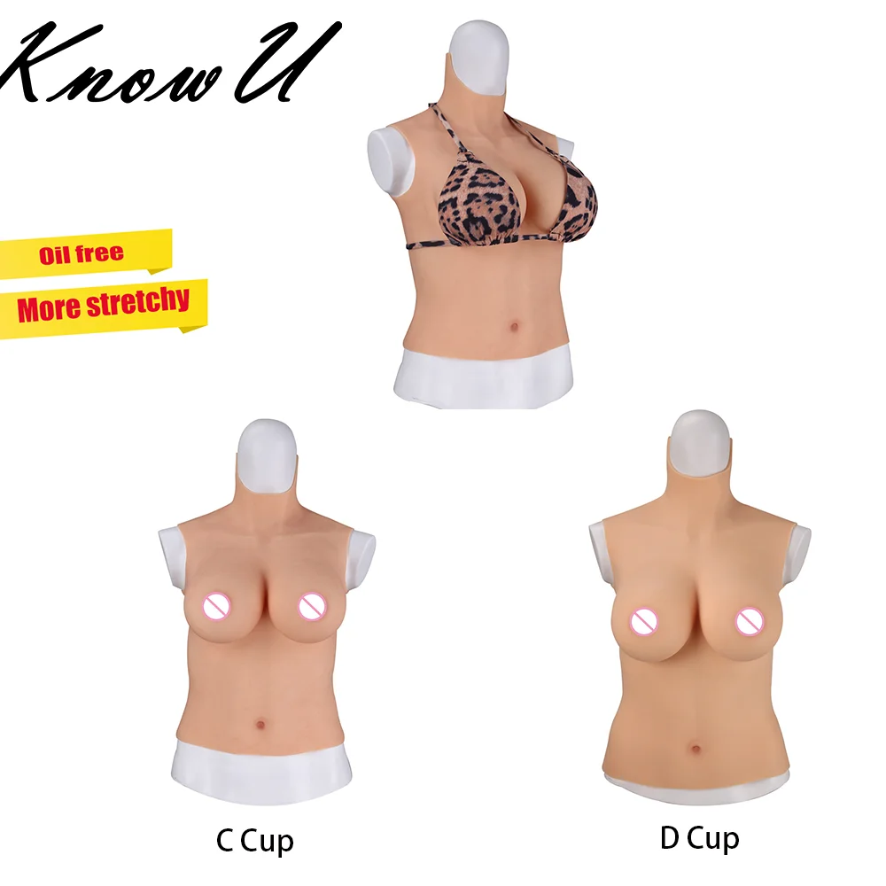 

KnowU C D Cup Upgraded Long Version Crossdresser Fake Boobs Drag Queen Silicone for Transvestite Drag Queen Latex Lingeries