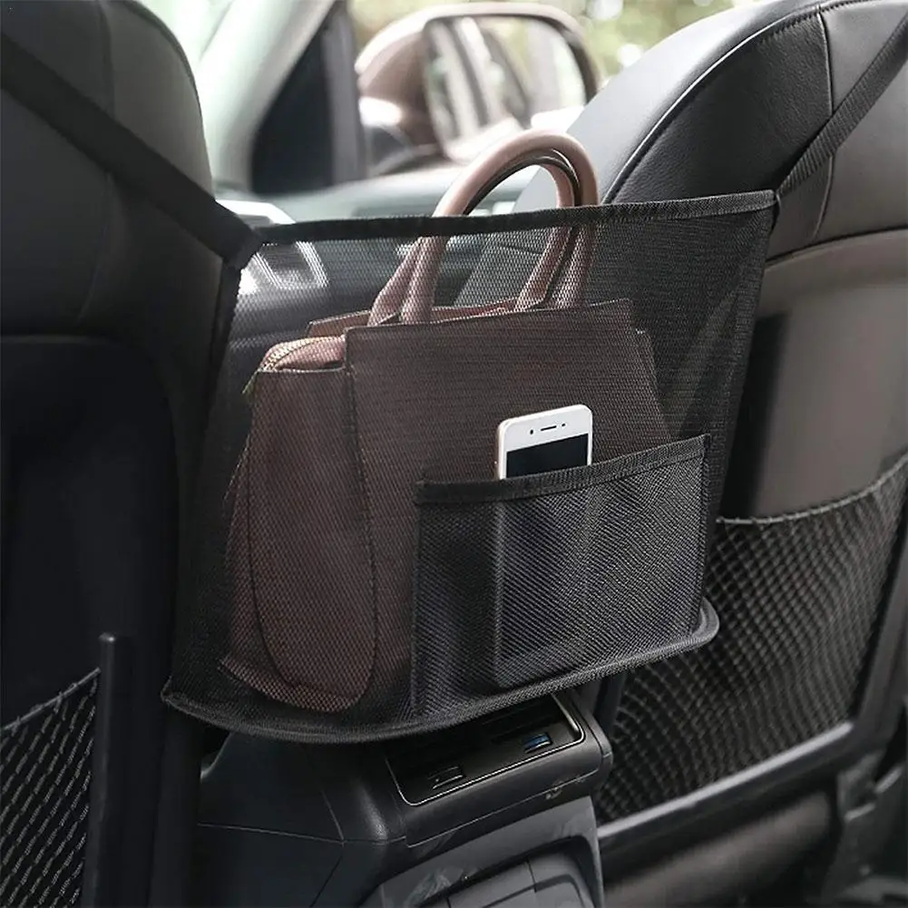 

Large Capacity Car Seat Net Pocket Handbag Purse Holder Bag Organizer Storage Pet Net Barrier Dog Pouch Between Back Seats NEW