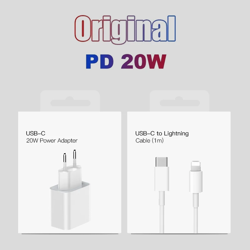 

20W USB-C PD Charger Cable for iPhone 14 Plus 13 12 mini 11 Pro XS Max XR X SE PD20W EU Plug Wall Charger Fast Charging PD Cable
