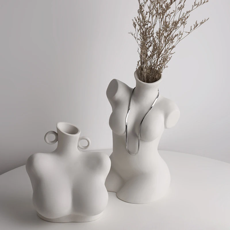 

White Nordic Ceramic Vase Flower Aesthetic Hydroponic Ikebana Modern Small Vase Design Vintage Vazen Luxury Home Decor WK50VA