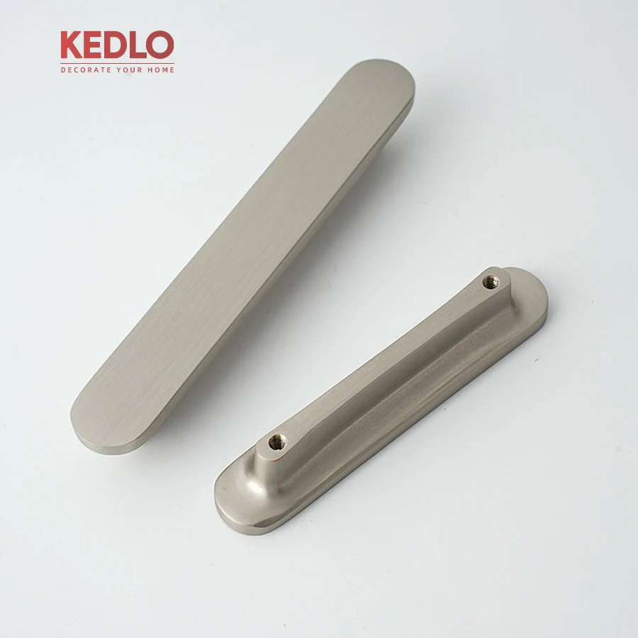 Фото Ручка для кухонного шкафа KEDLO из цельной латуни, простая, с матовым никелевым покрытием, плоская, серебристая, матовая. №1