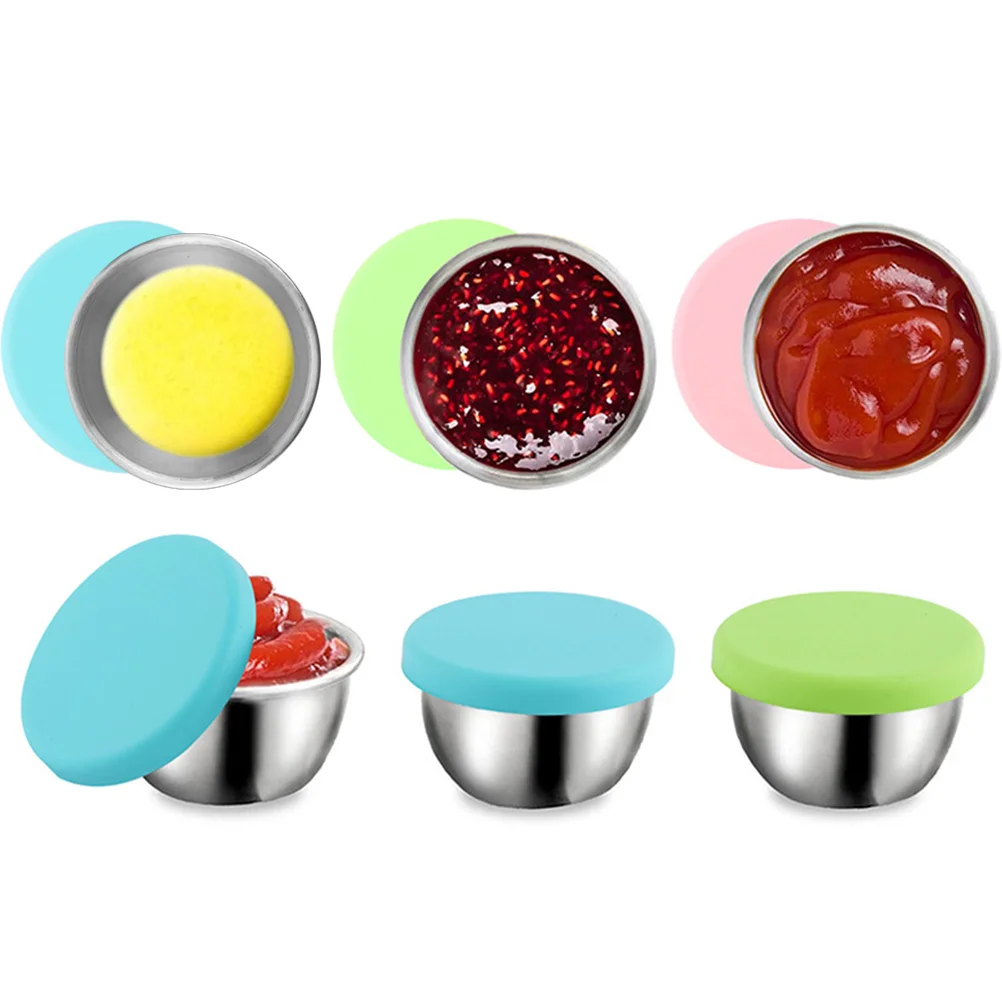 

Sauce Cups Dipping Dish Metal Condiment Containers Bowl Cup Ramekins Lunch Small Round Dishessteel Dressing Stainless Salad