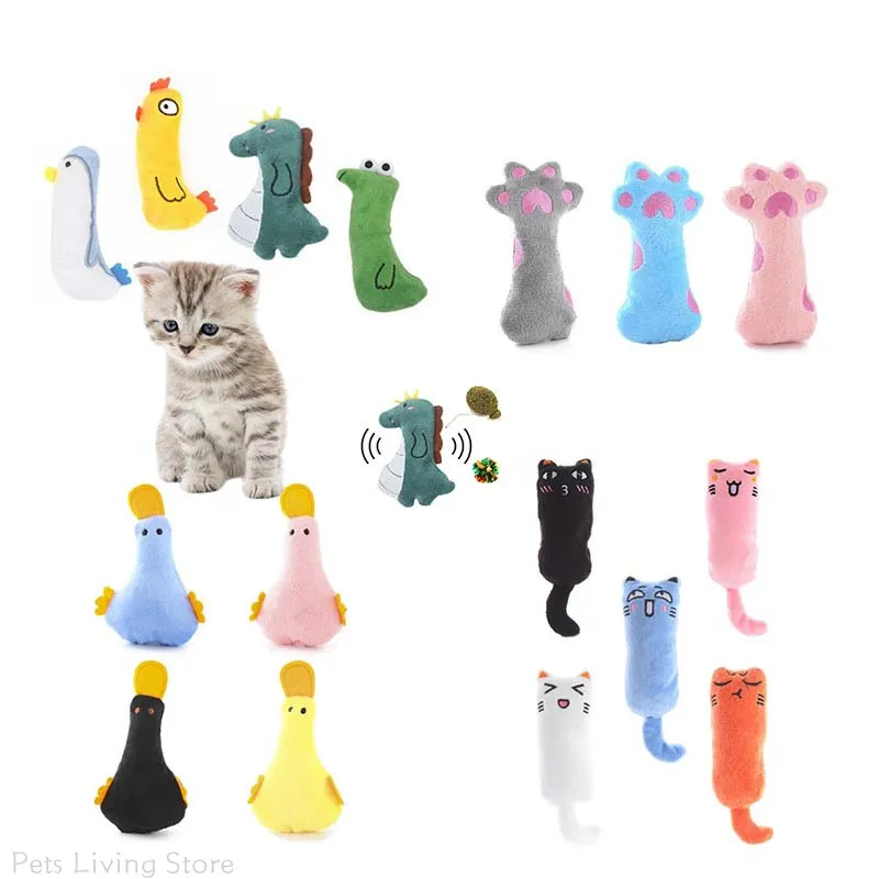 

Plush Cat Toys Pet Teeth Grinding Catnip Bite-Resistant Squeaky Toy Interactive Kitten Chewing Soft Training Toy Pets Supplies