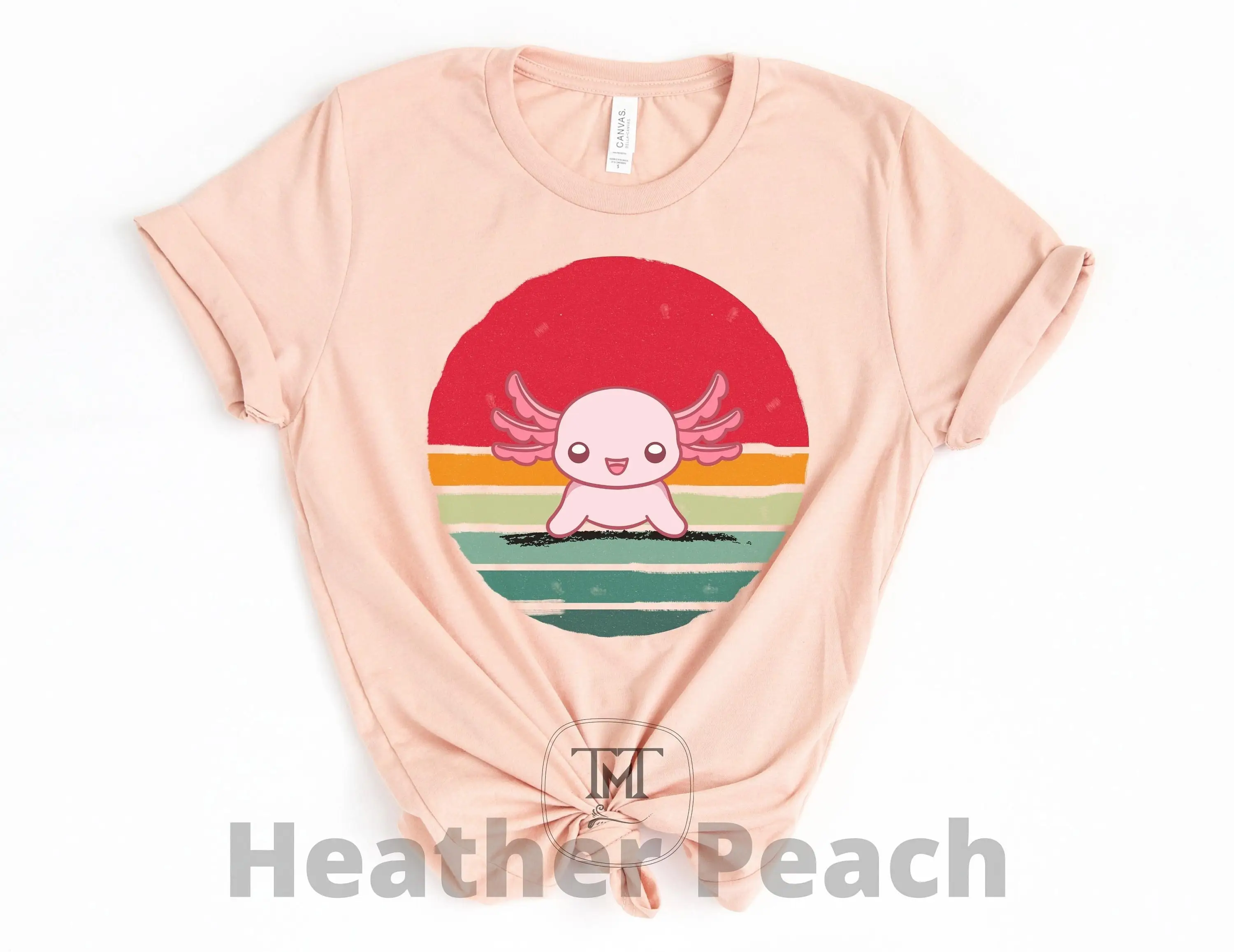Футболка в стиле ретро Sunset Axolotl для влюбленных Kawaii Cute