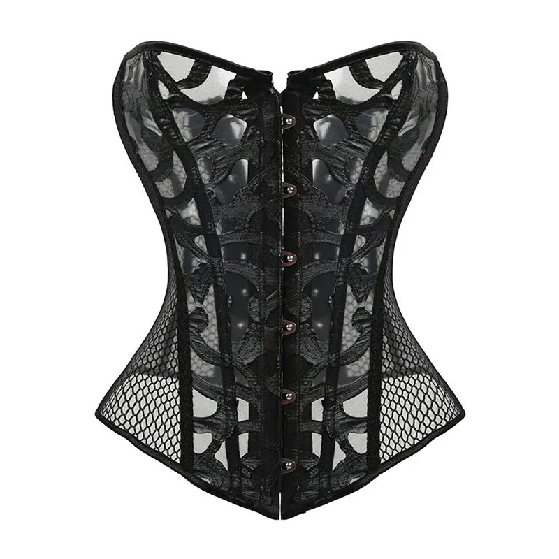 

Women Sexy Bustier Corset Lace Up Corset Top Hollow Out Mesh Waist Trainer Lingerie Overbust Corsets Body Shaper Plus Size