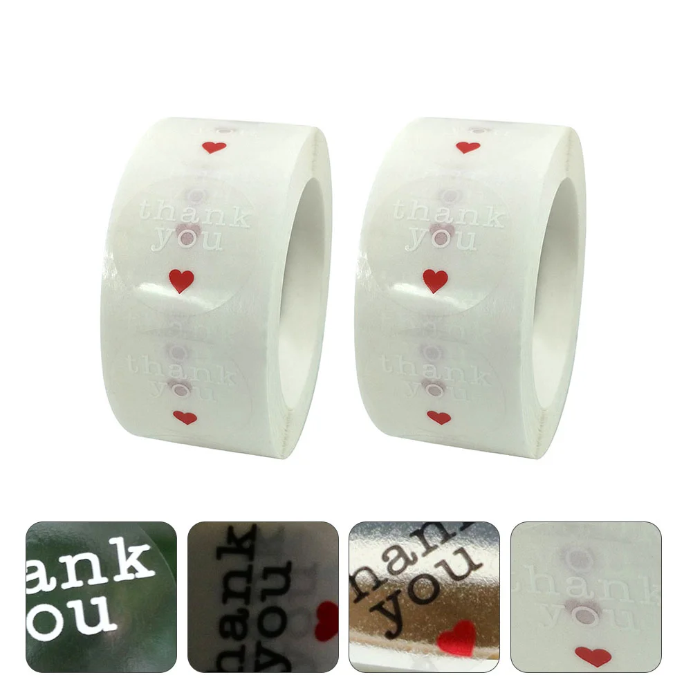 

Sticker Sealing Label You Gift Thank Stickers Thanks Decorative Heart Adhesive Roll Decals Business Xmas Clear Circle Round