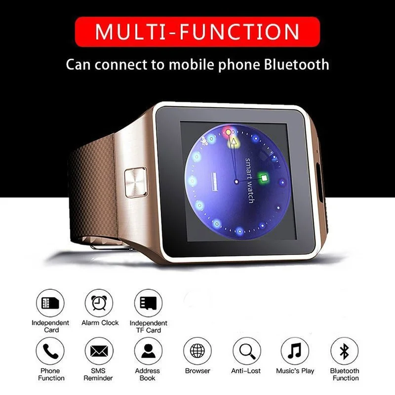 smart watch dz09 smart clock support tf sim camera men women sport bluetooth wristwatch for samsung huawei xiaomi android phone free global shipping