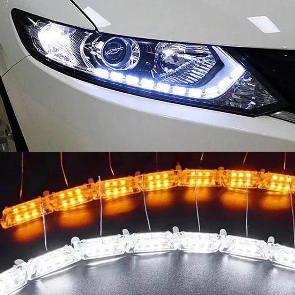 

Огненный Призрак белый светодиодный налобный фонарь полоса плавкий желтый сигнал поворота светильник ангельский глаз переключаемый свети...