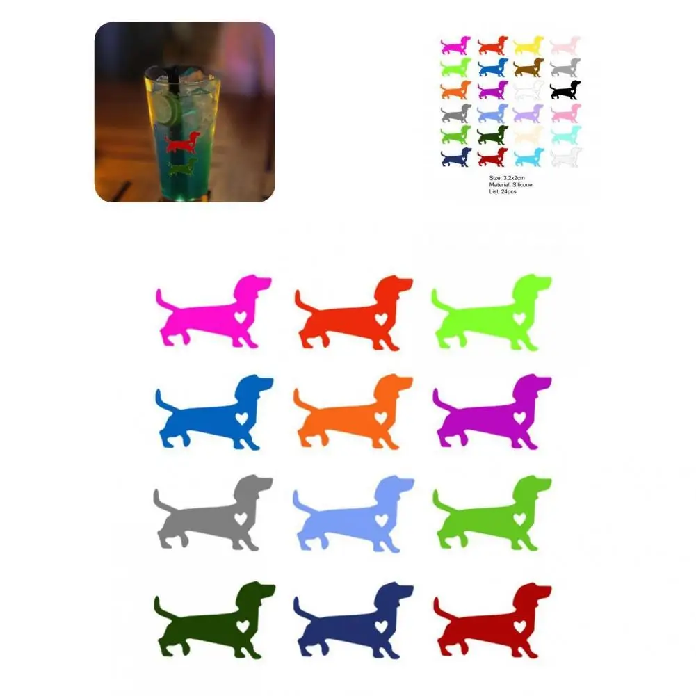 

Silicone 24Pcs/Set Adorable Multi-purpose Glass Marking Sticker Multicolor Glass Marking Sticker Lightweight for Banquet