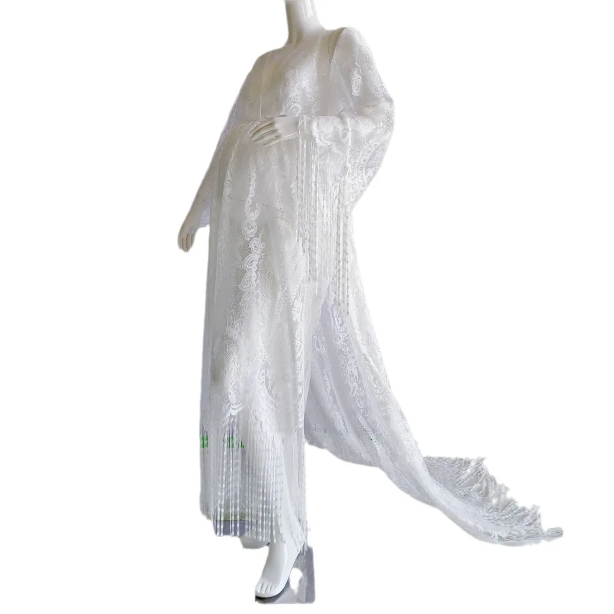 Кружевная вышивка большого размера платье с бахромой для беременных в богемном