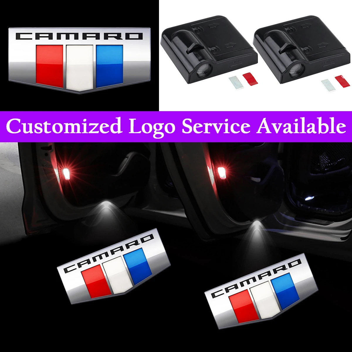 

2x Camaro Logo Wireless Car Door LED Light SS RS ZL1 Z28 Fifty Ghost Shadow Laser Projector