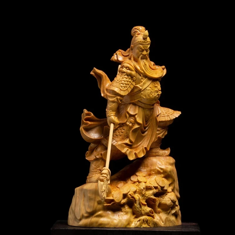 Деревянная скульптура воинов медный нож династии Guan Yu украшение для дома