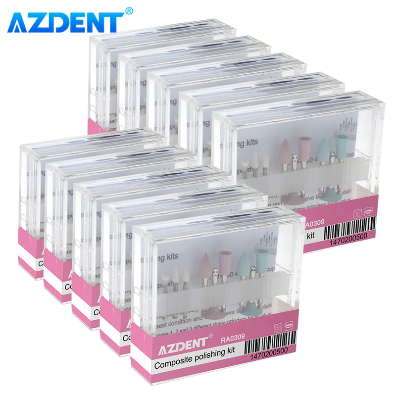 

10 Boxes AZDENT Dental Composite Polishing Kit RA 0309 Ceramic Silicone Rubber Polishers for Low Speed Handpiece Contra Angle