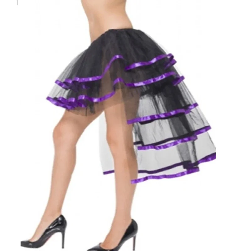 Женская атласная отделка лентой многослойная юбка с рюшами и пузырьками длинный