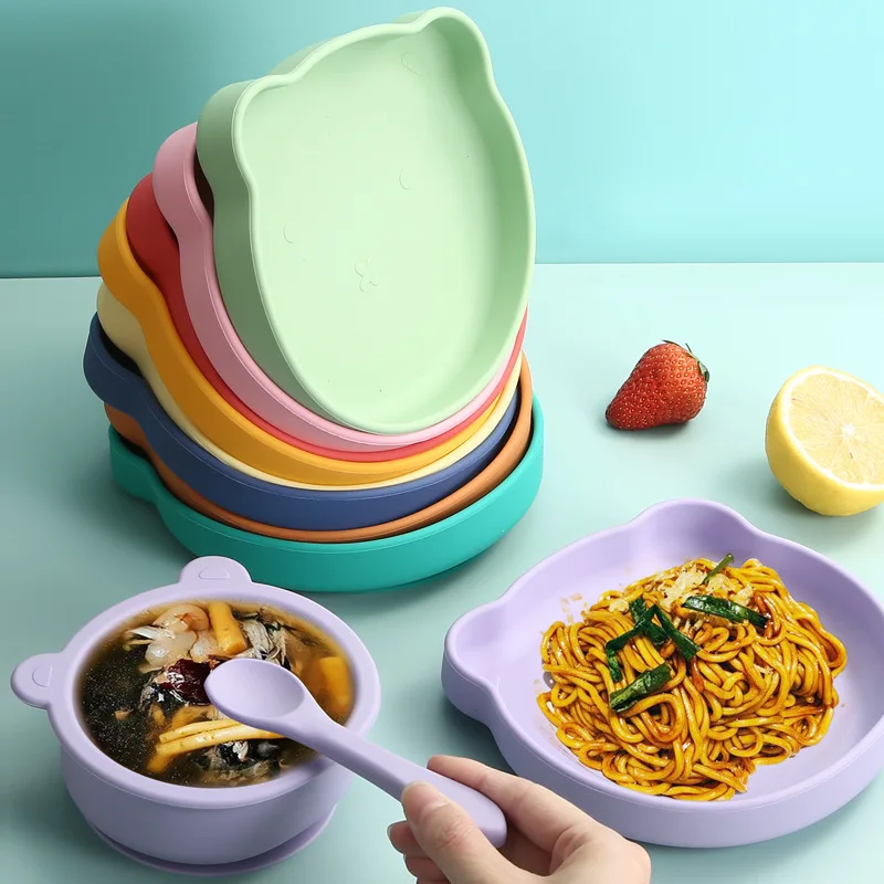 

Silicone children's tableware complementary food bowl Children's creative home suction cup waterproof training bowl accessories