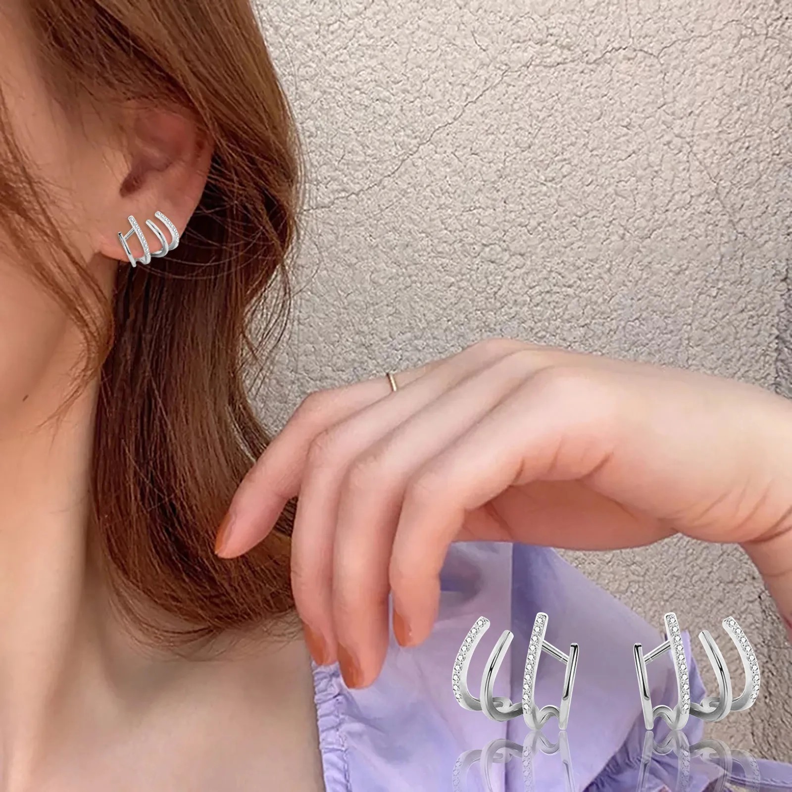 Женские серебряные серьги с 4 когтями серьги-кольца 2022 для пирсинга украшения