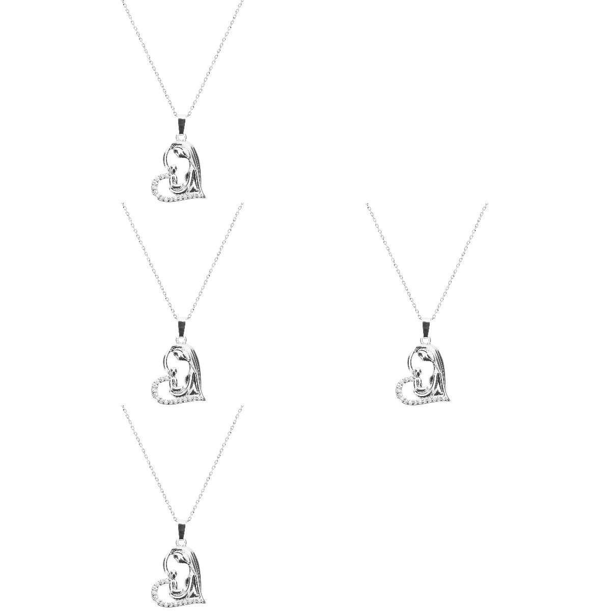 

4pcs Heart Pendant Necklace Mother's Day Necklace Zircon Necklace Gift for Mother's Birthday