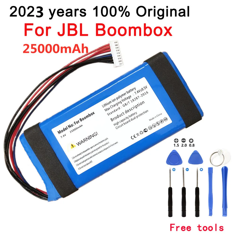 

2023 год, 100% оригинальный аккумулятор для динамика JBL Boombox 1 Boombox1 GSP0931134 01, 25000 мАч, версия Bluetooth, аудиоаккумулятор