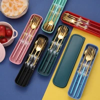 detachable 304 stainless steel portable tableware set camping tableware chopsticks spoon folding set