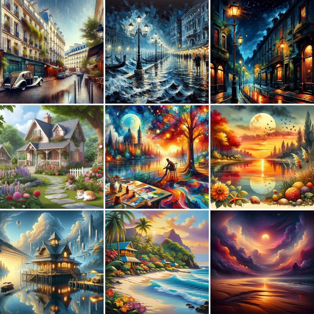 Krajobraz Fantasy House z nadrukiem 11CT Kompletny zestaw do haftu krzyżykowego Ręcznie robione robótki ręczne Hobby Szycie dla dorosłych Nić