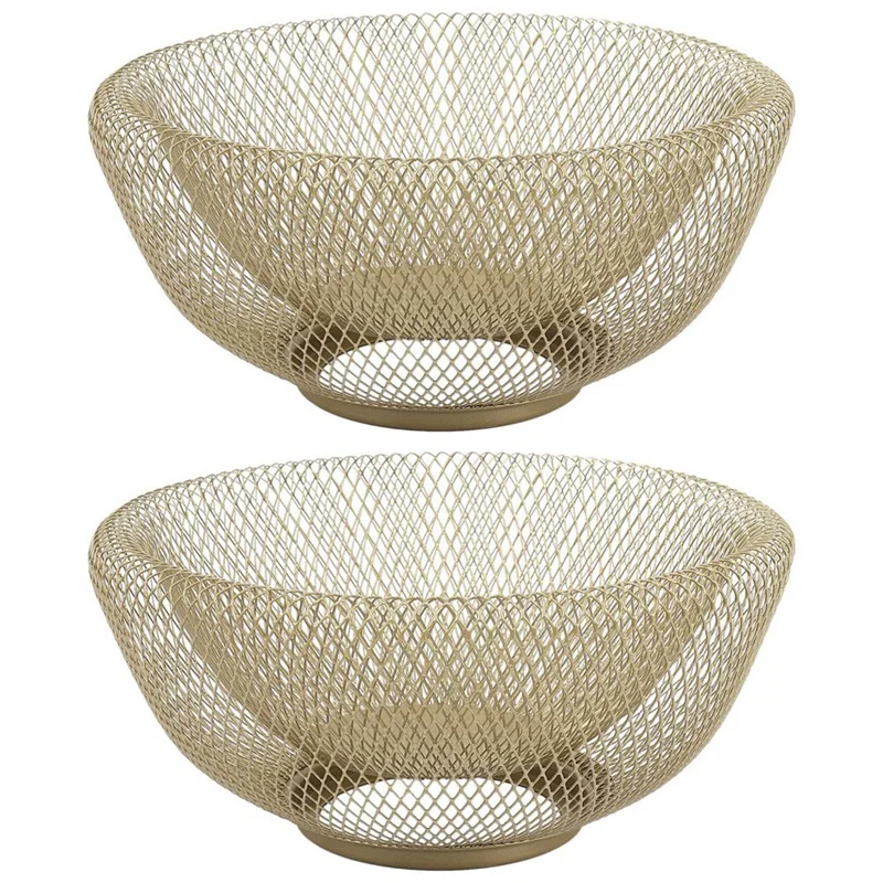 

2X Wrought Iron Fruit Basket Double Layer Nordic Style Dried Fruit Candy Storage Plate Innovative Food Tray