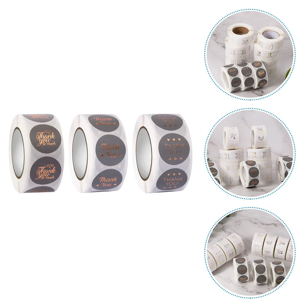 

3 Rolls of Gift Wrapping Stickers Self-adhesive Stickers Gift Sealing Stickers