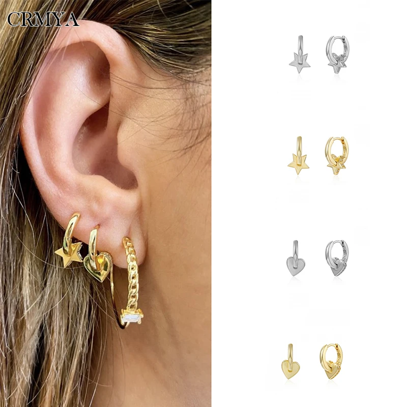 

CRMYA Gold Silver Filled Drop Earrings for Women CZ Zircon Piercing Star Heart Hoop Earrings 2022 Women Jewelry Wholesale