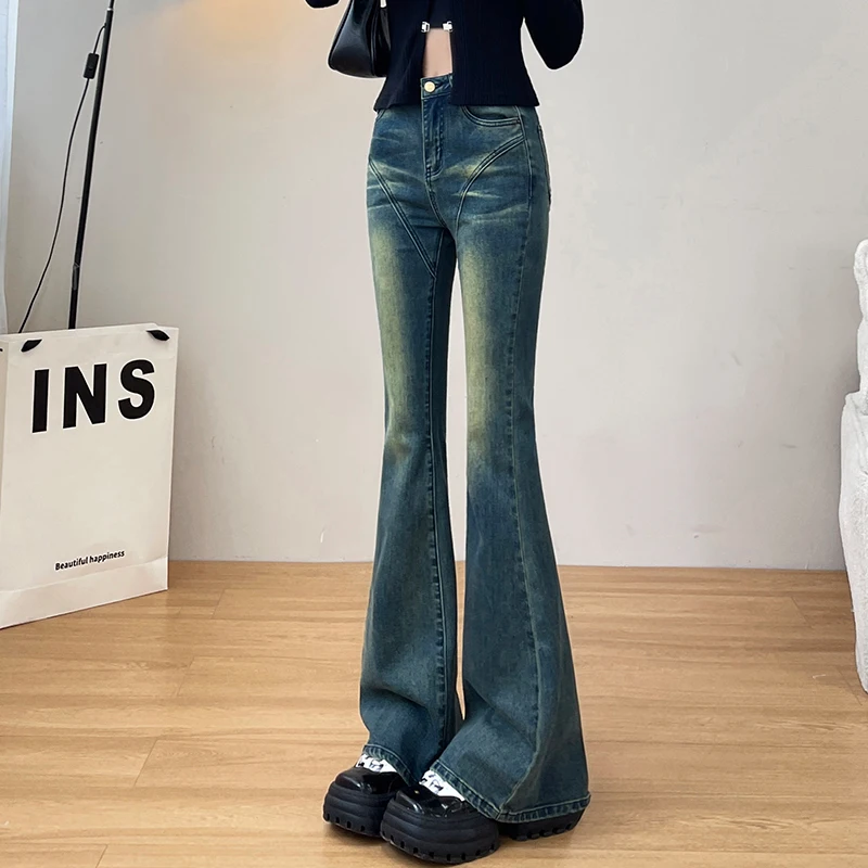 

Y2K Vintage High Waist Flare Jeans Women Fashion Slim Fit Stretch Pants