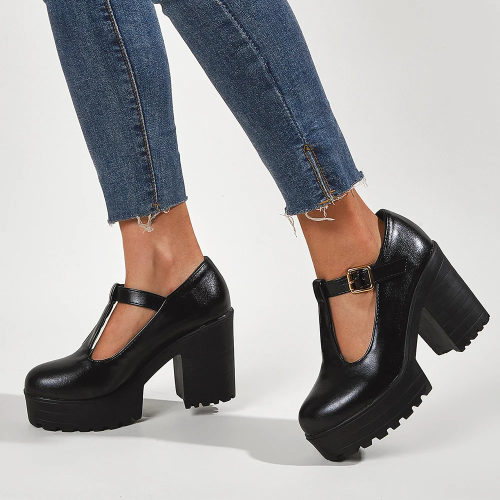 Dropship  2023 Spring Summer Platform Woman Mary Janes Shoes Pumps Elegant Office Lady Woman Shoes Pumps Big Size 44 45 46