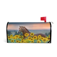 horse on sunflower field print mailbox cover magnetic wrap standard size waterproof post letter box cover balcony garden decor