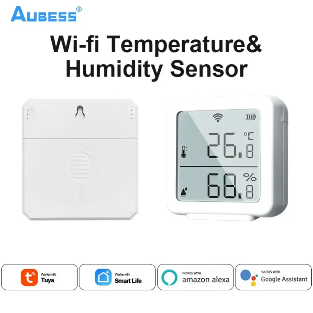 

Aubess Smart WIFI Temperature And Humidity Sensor Indoor Hygrometer Thermometer With LCD Display Support Alexa Google Assistant