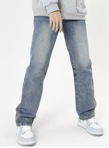 Винтажные прямые расклешенные брюки Y2K с эффектом потертости, уличная одежда в стиле Харадзюку, повседневные мешковатые джинсы, джинсовые брюки оверсайз, унисекс, 5018