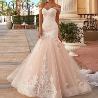 poeo strapless wedding dresses appliques off the shoulder sleeveless v neck draped lace up floor length bridesmaids