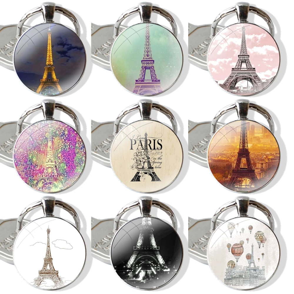 Романтический Париж Эйфелева башня 25 мм стеклянный брелок Cabohcon
