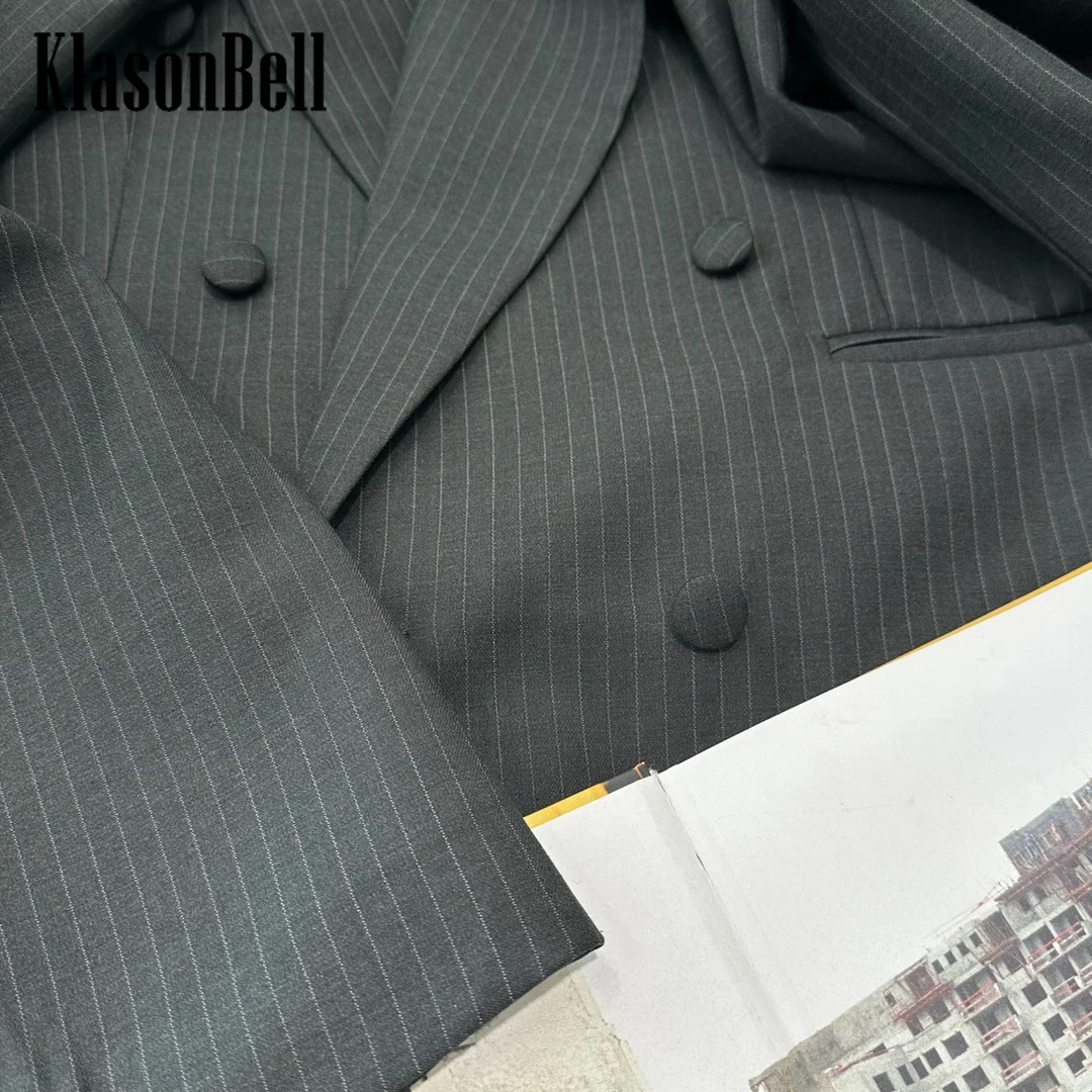 Женский двубортный блейзер в полоску KlasonBell подиумная одежда свободная куртка с